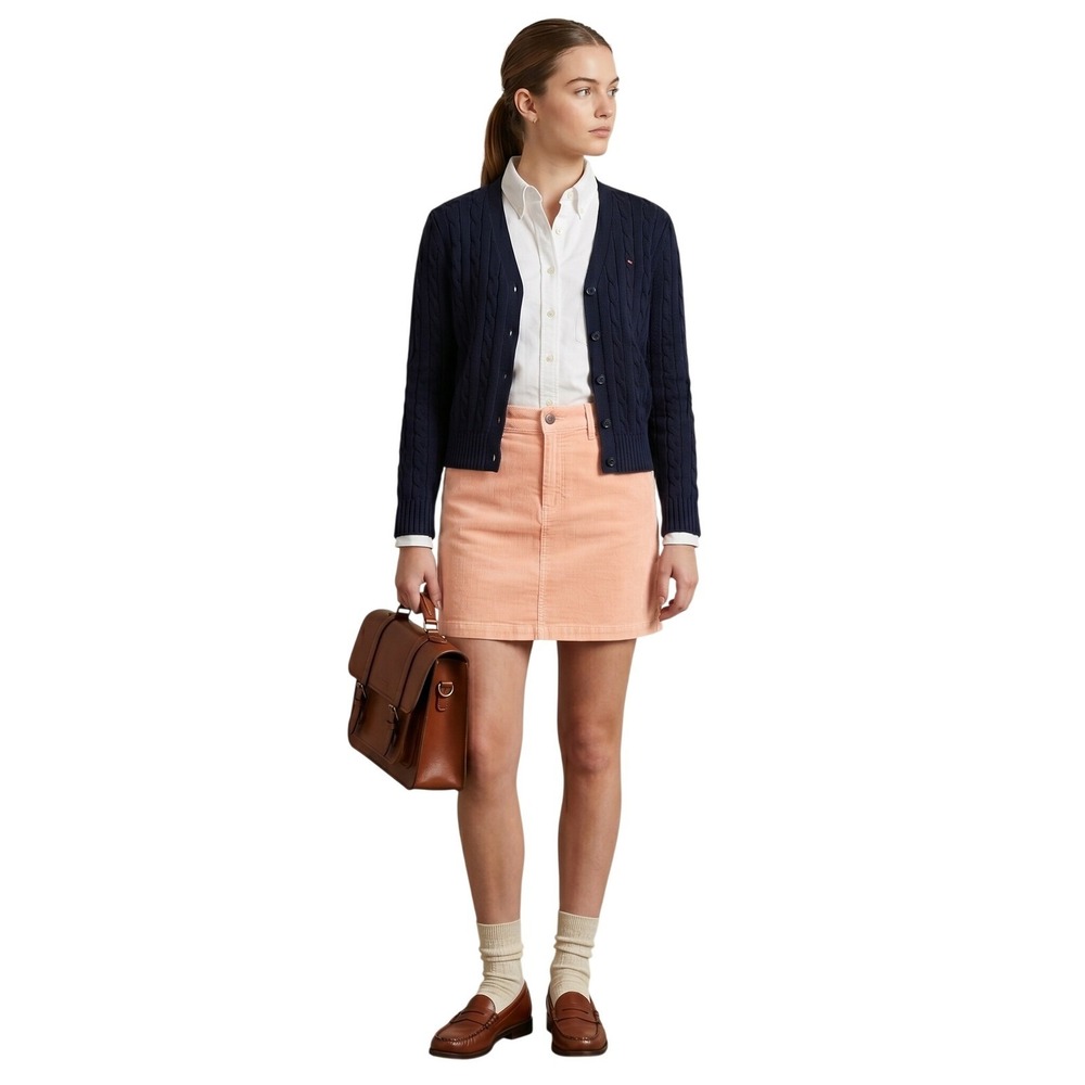 TOMMY HILFIGER Peach Mini Skirt Y2K Womens Size 10 Pastel Preppy - Picture 3 of 9
